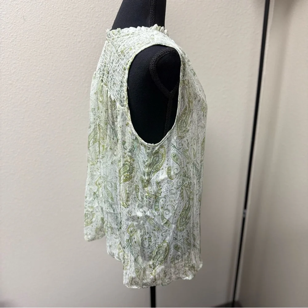 Rachel Zoe Green Paisley Sleeveless Top. Size Large - Picture 5 of 10